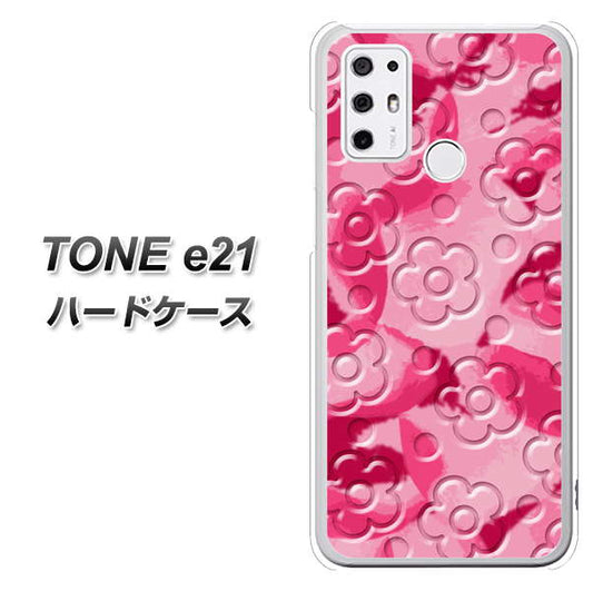 SIMフリー トーンモバイル TONE e21 高画質仕上げ 背面印刷 ハードケース【SC847 フラワーヴェルニ花濃いピンク(ローズアンディアン)】