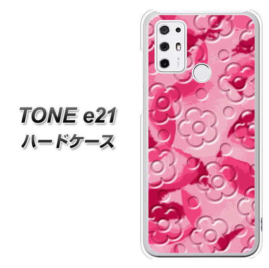 SIMフリー トーンモバイル TONE e21 高画質仕上げ 背面印刷 ハードケース【SC847 フラワーヴェルニ花濃いピンク（ローズアンディアン）】