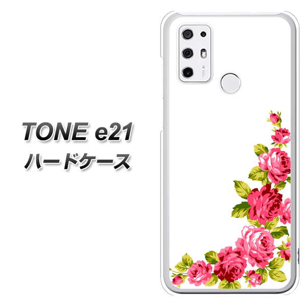 SIMフリー トーンモバイル TONE e21 高画質仕上げ 背面印刷 ハードケース【VA825 バラのフレーム(白)】