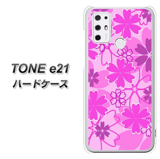 SIMフリー トーンモバイル TONE e21 高画質仕上げ 背面印刷 ハードケース【VA961 重なり合う花　ピンク】