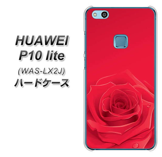 HUAWEI（ファーウェイ）P10 lite WAS-LX2J 高画質仕上げ 背面印刷 ハードケース【395 赤いバラ】