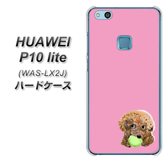 HUAWEI（ファーウェイ）P10 lite WAS-LX2J 高画質仕上げ 背面印刷 ハードケース【YJ053 トイプードル＆ボール（ピンク）】
