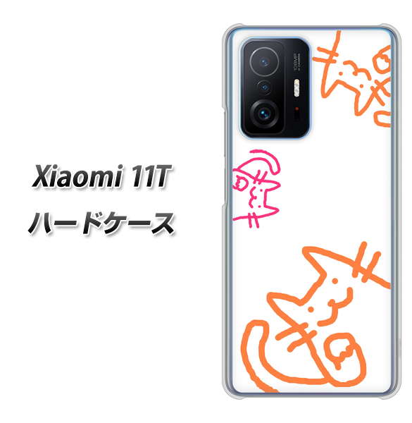 Xiaomi 11T 高画質仕上げ 背面印刷 ハードケース【1098 手まねきする3匹のネコ】