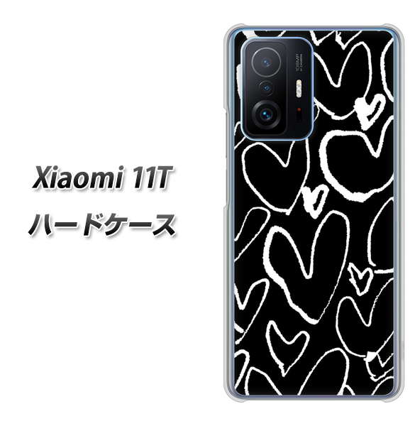 Xiaomi 11T 高画質仕上げ 背面印刷 ハードケース【1124 ハート BK&WH】
