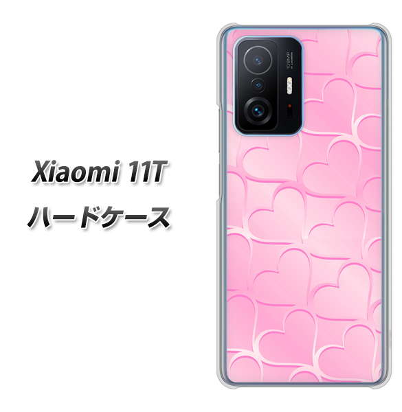 Xiaomi 11T 高画質仕上げ 背面印刷 ハードケース【1342 かくれハート(ピンク)】