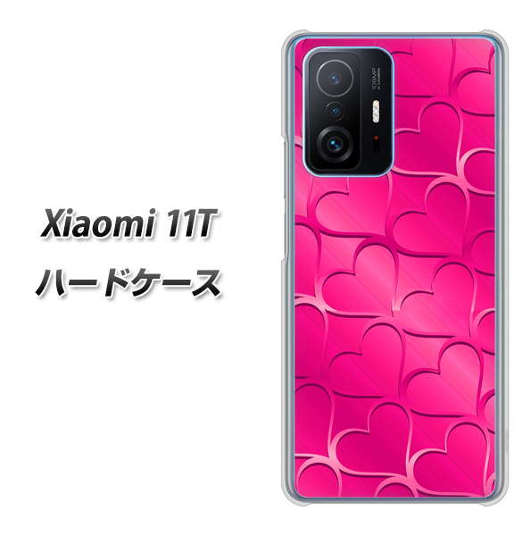 Xiaomi 11T 高画質仕上げ 背面印刷 ハードケース【1347 かくれハート(ショッキングピンク)】