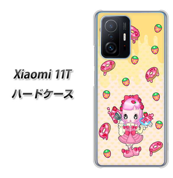 Xiaomi 11T 高画質仕上げ 背面印刷 ハードケース【AG815 ストロベリードーナツ(水玉黄)】