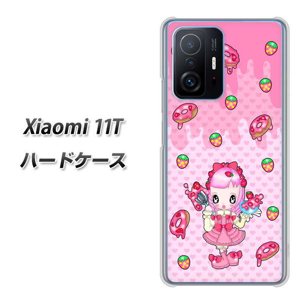Xiaomi 11T 高画質仕上げ 背面印刷 ハードケース【AG816 ストロベリードーナツ(水玉ピンク)】