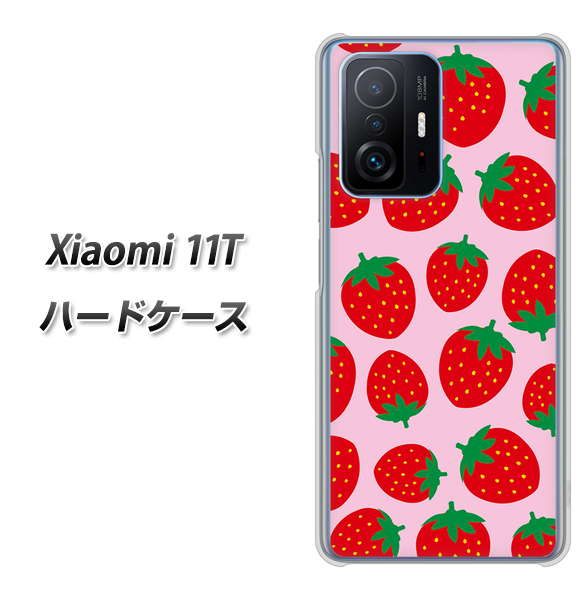 Xiaomi 11T 高画質仕上げ 背面印刷 ハードケース【SC813 小さいイチゴ模様 レッドとピンク】