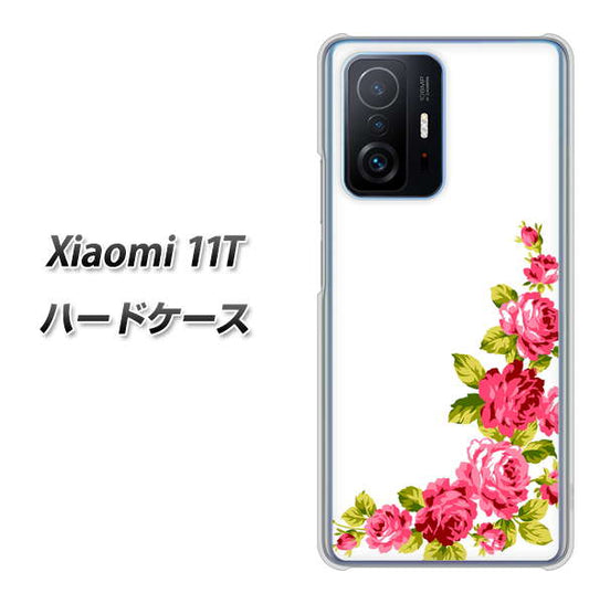 Xiaomi 11T 高画質仕上げ 背面印刷 ハードケース【VA825 バラのフレーム(白)】