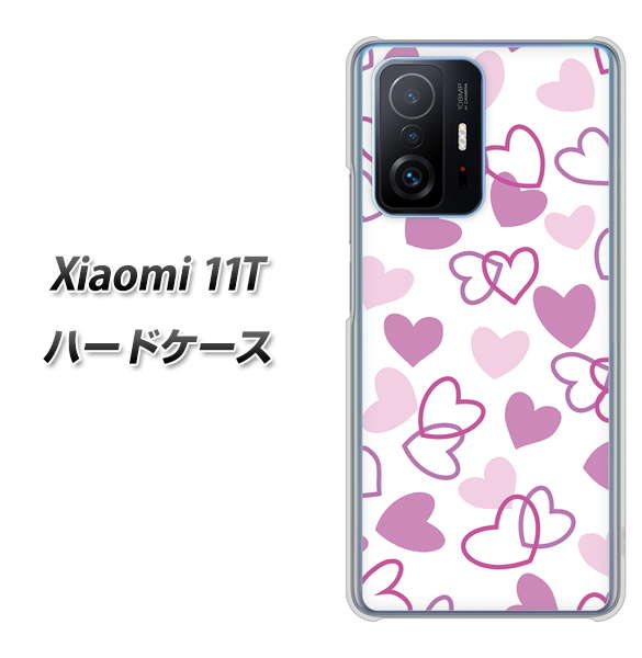 Xiaomi 11T 高画質仕上げ 背面印刷 ハードケース【VA928 ハートがいっぱい パープル】