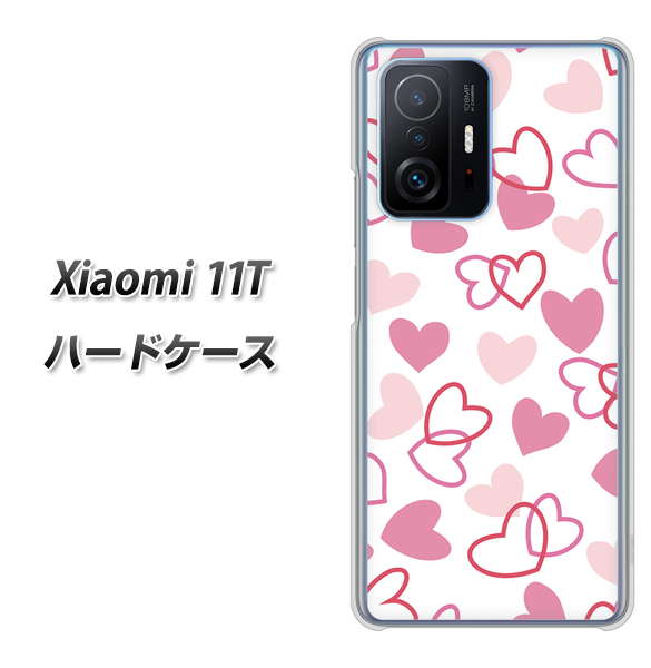 Xiaomi 11T 高画質仕上げ 背面印刷 ハードケース【VA929 ハートがいっぱい ピンク】