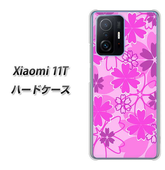 Xiaomi 11T 高画質仕上げ 背面印刷 ハードケース【VA961 重なり合う花 ピンク】