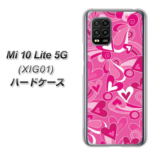 au Xiaomi(シャオミ)Mi 10 Lite 5G XIG01 高画質仕上げ 背面印刷 ハードケース【383 ピンクのハート】
