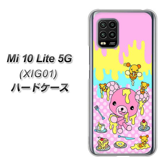 au Xiaomi（シャオミ）Mi 10 Lite 5G XIG01 高画質仕上げ 背面印刷 ハードケース【AG822 ハニベア（水玉ピンク）】
