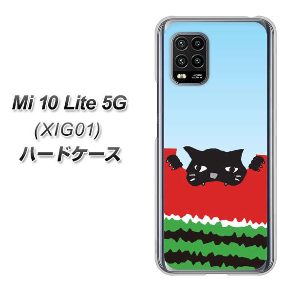au Xiaomi(シャオミ)Mi 10 Lite 5G XIG01 高画質仕上げ 背面印刷 ハードケース【IA815 すいかをかじるネコ(大)】