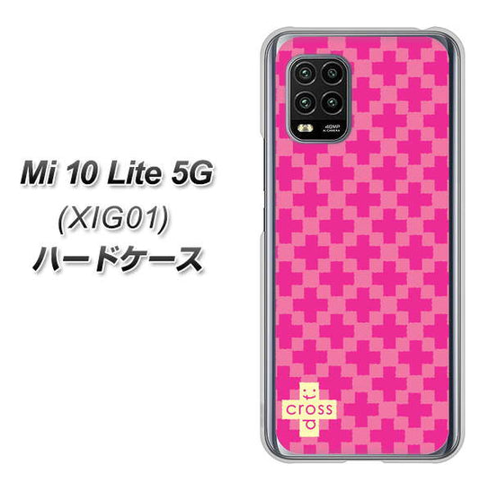 au Xiaomi(シャオミ)Mi 10 Lite 5G XIG01 高画質仕上げ 背面印刷 ハードケース【IB901 クロスドット_ピンク】