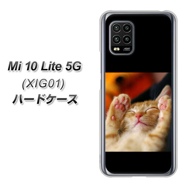 au Xiaomi(シャオミ)Mi 10 Lite 5G XIG01 高画質仕上げ 背面印刷 ハードケース【VA804 爆睡するネコ】