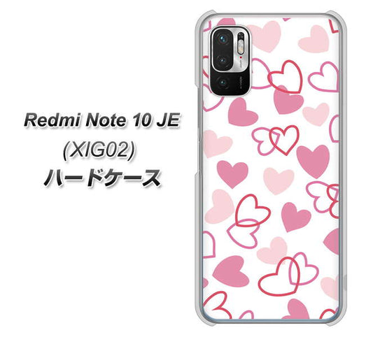 Redmi Note 10 JE XIG02 au 高画質仕上げ 背面印刷 ハードケース【VA929 ハートがいっぱい ピンク】