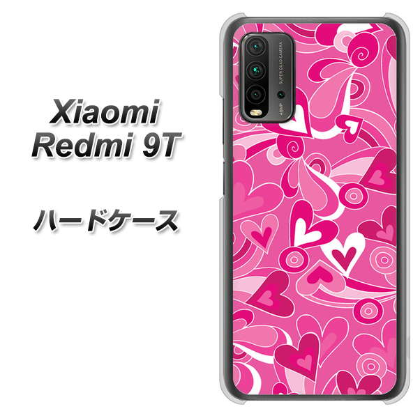 SIMフリー Xiaomi(シャオミ)Redmi 9T 高画質仕上げ 背面印刷 ハードケース【383 ピンクのハート】