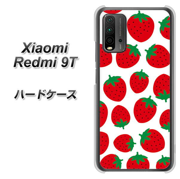 SIMフリー Xiaomi(シャオミ)Redmi 9T 高画質仕上げ 背面印刷 ハードケース【SC811 小さいイチゴ模様 レッド】