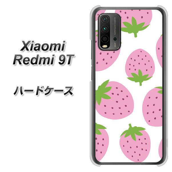 SIMフリー Xiaomi(シャオミ)Redmi 9T 高画質仕上げ 背面印刷 ハードケース【SC816 大きいイチゴ模様 ピンク】