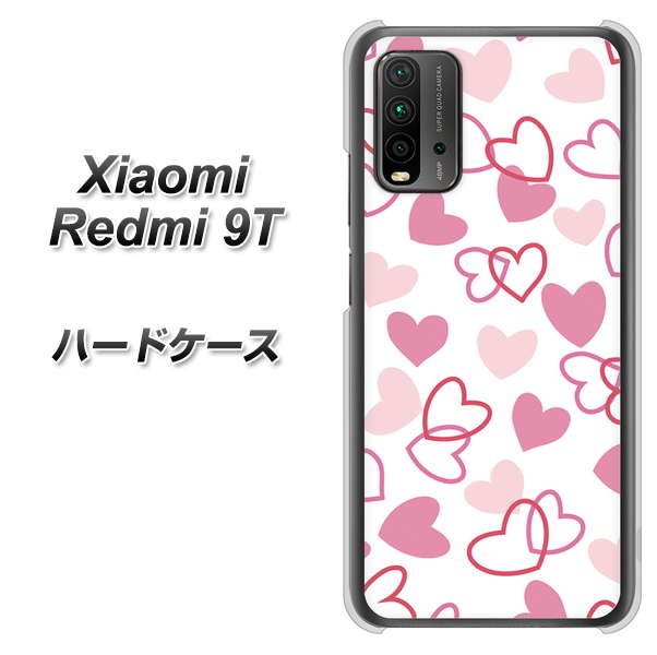 SIMフリー Xiaomi(シャオミ)Redmi 9T 高画質仕上げ 背面印刷 ハードケース【VA929 ハートがいっぱい ピンク】