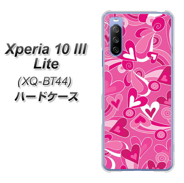 SIMフリー エクスペリア10 III Lite XQ-BT44 高画質仕上げ 背面印刷 ハードケース【383 ピンクのハート】
