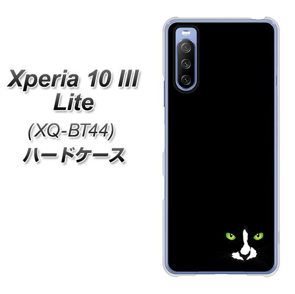 SIMフリー エクスペリア10 III Lite XQ-BT44 高画質仕上げ 背面印刷 ハードケース【398 黒ネコ】