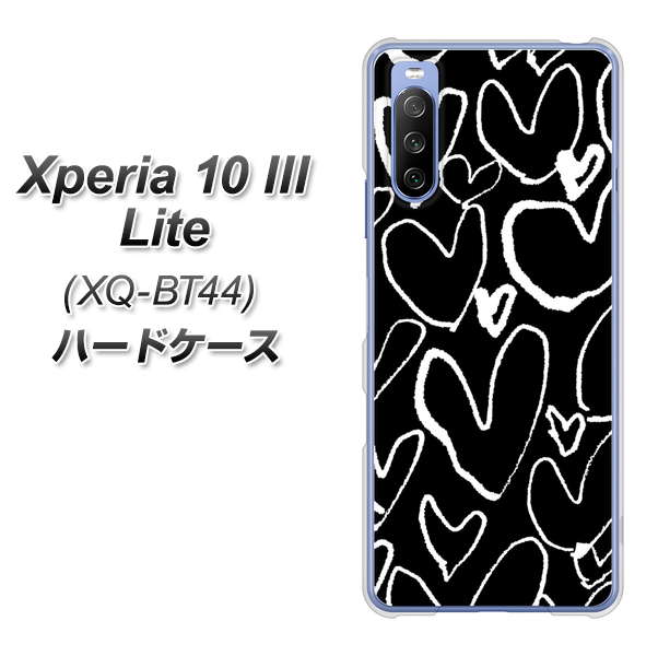 SIMフリー エクスペリア10 III Lite XQ-BT44 高画質仕上げ 背面印刷 ハードケース【1124 ハート BK&WH】