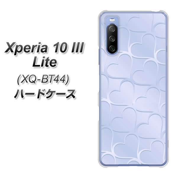 SIMフリー エクスペリア10 III Lite XQ-BT44 高画質仕上げ 背面印刷 ハードケース【1341 かくれハート(ライトブルー)】