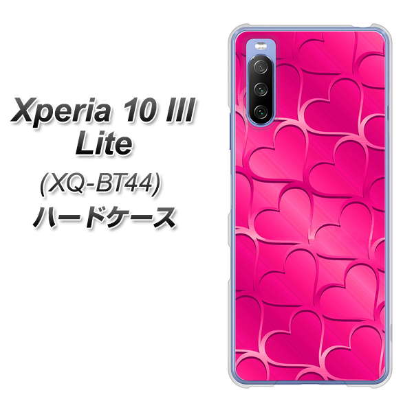 SIMフリー エクスペリア10 III Lite XQ-BT44 高画質仕上げ 背面印刷 ハードケース【1347 かくれハート(ショッキングピンク)】