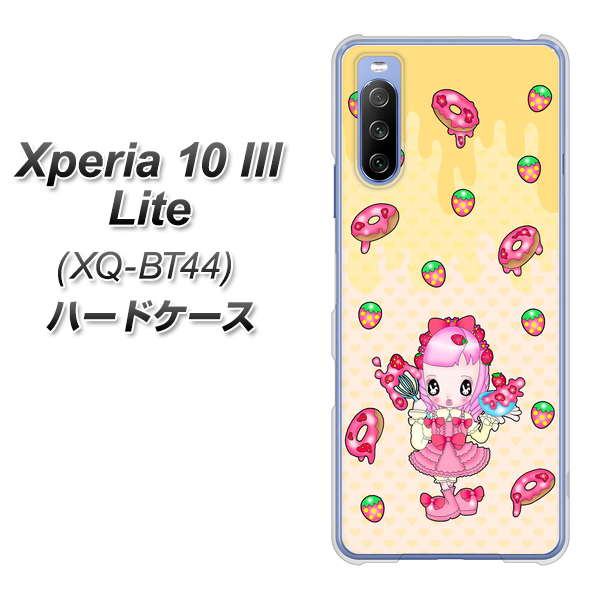 SIMフリー エクスペリア10 III Lite XQ-BT44 高画質仕上げ 背面印刷 ハードケース【AG815 ストロベリードーナツ(水玉黄)】