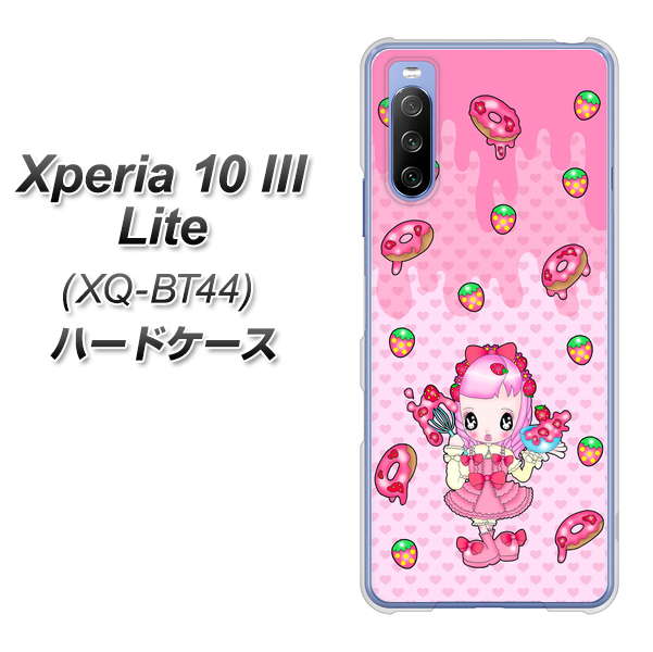 SIMフリー エクスペリア10 III Lite XQ-BT44 高画質仕上げ 背面印刷 ハードケース【AG816 ストロベリードーナツ(水玉ピンク)】