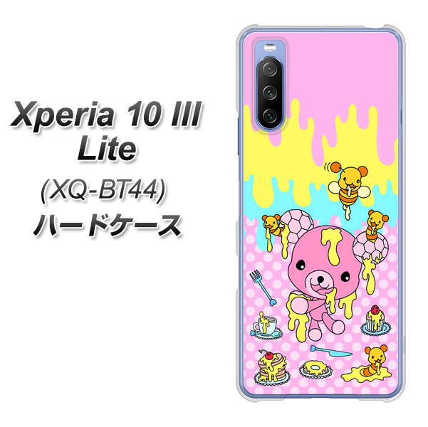 SIMフリー エクスペリア10 III Lite XQ-BT44 高画質仕上げ 背面印刷 ハードケース【AG822 ハニベア(水玉ピンク)】