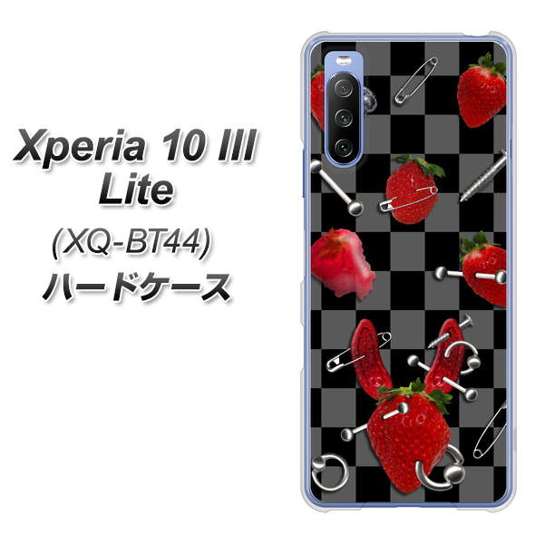 SIMフリー エクスペリア10 III Lite XQ-BT44 高画質仕上げ 背面印刷 ハードケース【AG833 苺パンク(黒)】
