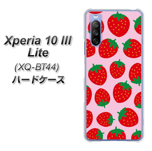 SIMフリー エクスペリア10 III Lite XQ-BT44 高画質仕上げ 背面印刷 ハードケース【SC813 小さいイチゴ模様 レッドとピンク】