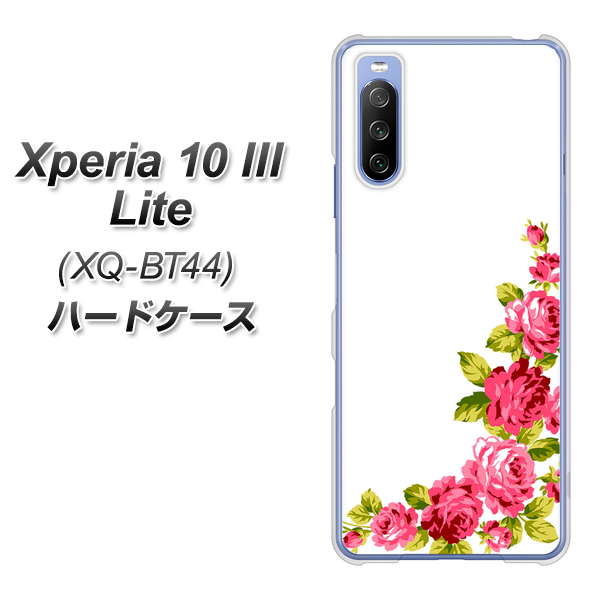 SIMフリー エクスペリア10 III Lite XQ-BT44 高画質仕上げ 背面印刷 ハードケース【VA825 バラのフレーム(白)】