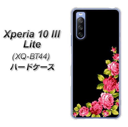 SIMフリー エクスペリア10 III Lite XQ-BT44 高画質仕上げ 背面印刷 ハードケース【VA826 バラのフレーム(黒)】