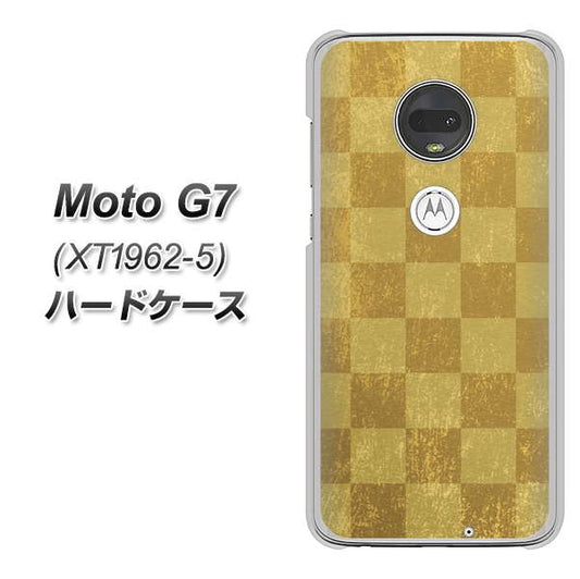 simフリー Moto G7 XT1962-5 高画質仕上げ 背面印刷 ハードケース【619 市松模様－金（骨董風に傷んだイメージ）】
