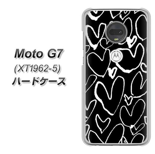simフリー Moto G7 XT1962-5 高画質仕上げ 背面印刷 ハードケース【1124 ハート BK&WH】