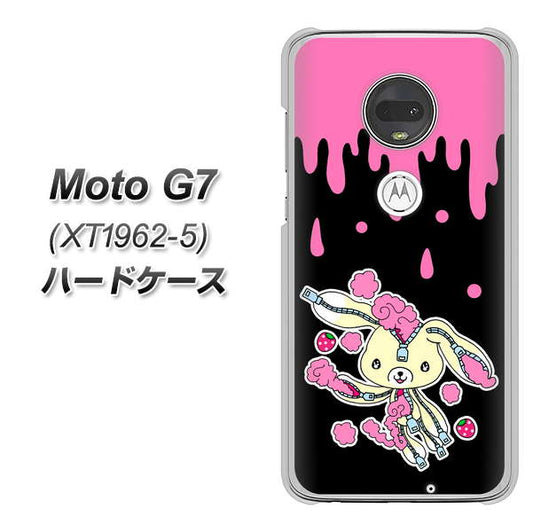simフリー Moto G7 XT1962-5 高画質仕上げ 背面印刷 ハードケース【AG814 ジッパーうさぎのジッピョン（黒×ピンク）】