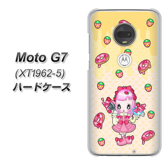 simフリー Moto G7 XT1962-5 高画質仕上げ 背面印刷 ハードケース【AG815 ストロベリードーナツ（水玉黄）】