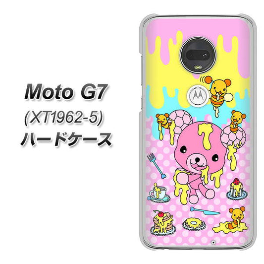 simフリー Moto G7 XT1962-5 高画質仕上げ 背面印刷 ハードケース【AG822 ハニベア（水玉ピンク）】