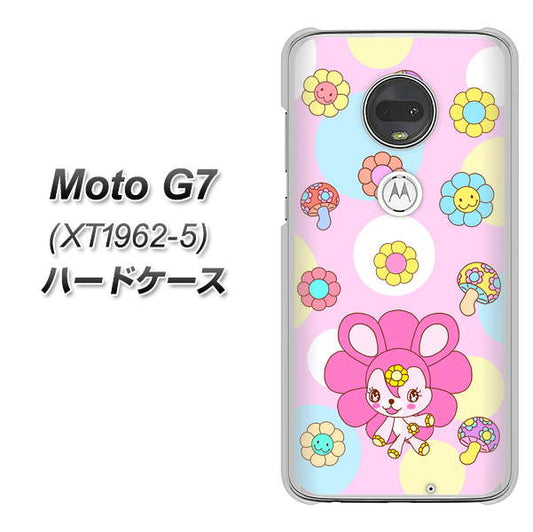 simフリー Moto G7 XT1962-5 高画質仕上げ 背面印刷 ハードケース【AG823 フラワーうさぎのフラッピョン（ピンク）】