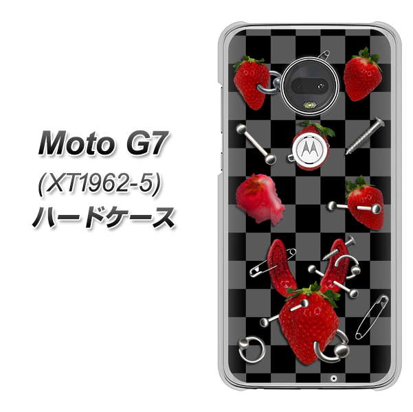 simフリー Moto G7 XT1962-5 高画質仕上げ 背面印刷 ハードケース【AG833 苺パンク(黒)】