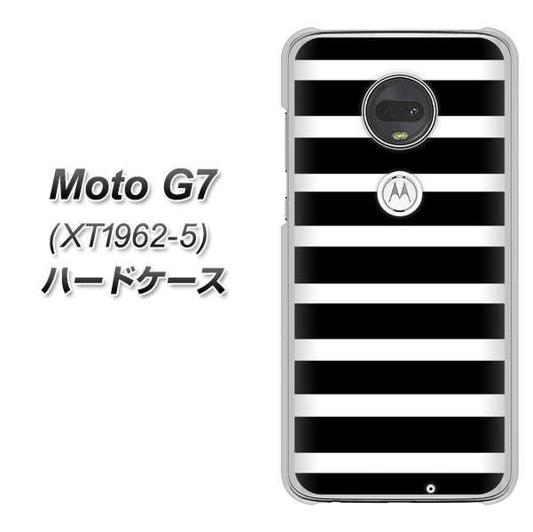 simフリー Moto G7 XT1962-5 高画質仕上げ 背面印刷 ハードケース【EK879 ボーダーブラック(L)】