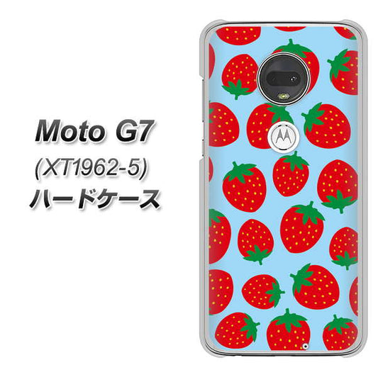 simフリー Moto G7 XT1962-5 高画質仕上げ 背面印刷 ハードケース【SC814 小さいイチゴ模様 レッドとブルー】
