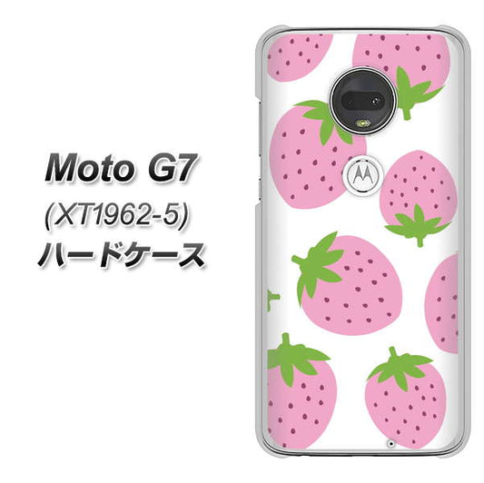 simフリー Moto G7 XT1962-5 高画質仕上げ 背面印刷 ハードケース【SC816 大きいイチゴ模様 ピンク】