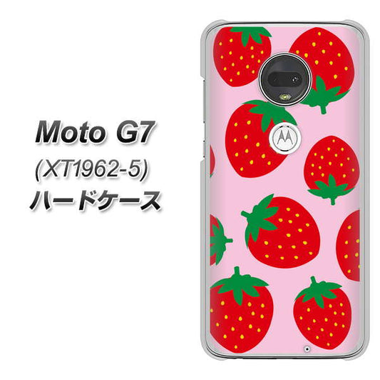 simフリー Moto G7 XT1962-5 高画質仕上げ 背面印刷 ハードケース【SC820 大きいイチゴ模様レッドとピンク】